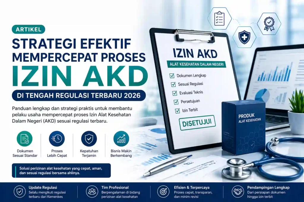 Strategi efektif mempercepat proses izin AKD alat kesehatan dalam negeri sesuai regulasi terbaru 2026 dengan tampilan dokumen disetujui dan konsep perizinan profesional